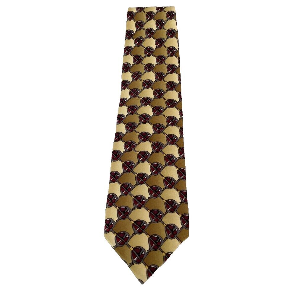 J GARCIA 100% Silk Neck Tie Collection 14‎ Never Swat a Fly Men's Geometric Tan